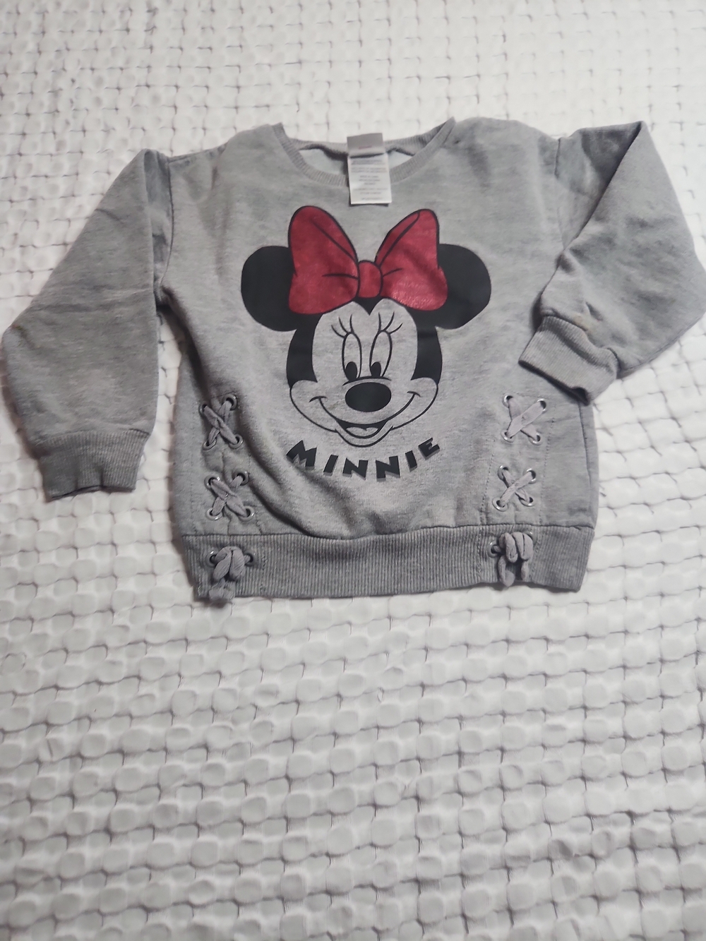 Disney Gray Kids Sweatshirt with Red Bow Minnie Graphic